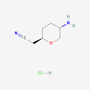 molecular formula C7H13ClN2O B14101804 2-((2R,5S)-5-aminotetrahydro-2H-pyran-2-yl)acetonitrile hydrochloride 