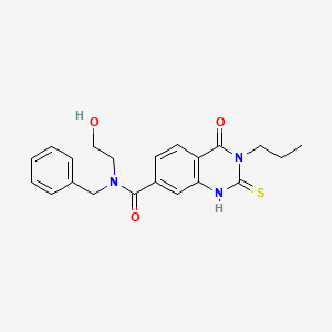 molecular formula C21H23N3O3S B14101850 N-benzyl-N-(2-hydroxyethyl)-4-oxo-3-propyl-2-sulfanylidene-1H-quinazoline-7-carboxamide 