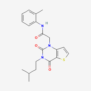 molecular formula C20H23N3O3S B14101896 2-[3-(3-methylbutyl)-2,4-dioxo-3,4-dihydrothieno[3,2-d]pyrimidin-1(2H)-yl]-N-(2-methylphenyl)acetamide 