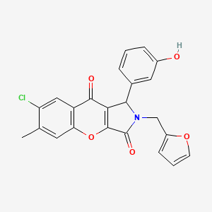 molecular formula C23H16ClNO5 B14101910 7-Chloro-2-(furan-2-ylmethyl)-1-(3-hydroxyphenyl)-6-methyl-1,2-dihydrochromeno[2,3-c]pyrrole-3,9-dione 