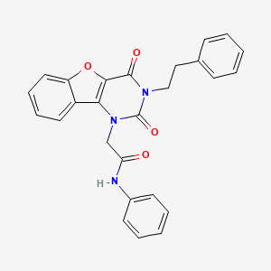 molecular formula C26H21N3O4 B14101971 2-[2,4-dioxo-3-(2-phenylethyl)-3,4-dihydro[1]benzofuro[3,2-d]pyrimidin-1(2H)-yl]-N-phenylacetamide 