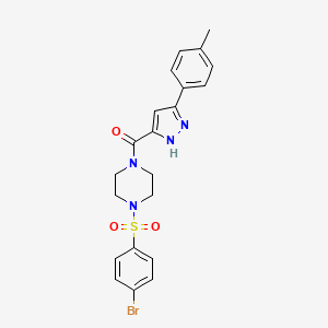 molecular formula C21H21BrN4O3S B14101995 {4-[(4-bromophenyl)sulfonyl]piperazin-1-yl}[5-(4-methylphenyl)-1H-pyrazol-3-yl]methanone 