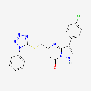 3-(4-chlorophenyl)-2-methyl-5-{[(1-phenyl-1H-tetrazol-5-yl)sulfanyl]methyl}pyrazolo[1,5-a]pyrimidin-7(4H)-one