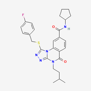 N-cyclopentyl-1-((4-fluorobenzyl)thio)-4-isopentyl-5-oxo-4,5-dihydro-[1,2,4]triazolo[4,3-a]quinazoline-8-carboxamide