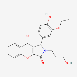 molecular formula C22H21NO6 B14102019 1-(3-Ethoxy-4-hydroxyphenyl)-2-(3-hydroxypropyl)-1,2-dihydrochromeno[2,3-c]pyrrole-3,9-dione 