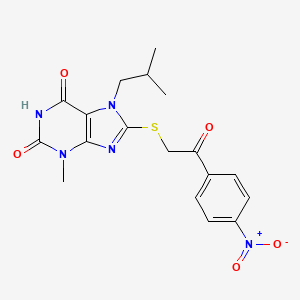 7-isobutyl-3-methyl-8-((2-(4-nitrophenyl)-2-oxoethyl)thio)-1H-purine-2,6(3H,7H)-dione