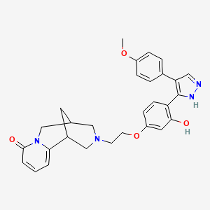 molecular formula C29H30N4O4 B14102060 3-(2-(3-hydroxy-4-(4-(4-methoxyphenyl)-1H-pyrazol-3-yl)phenoxy)ethyl)-3,4,5,6-tetrahydro-1H-1,5-methanopyrido[1,2-a][1,5]diazocin-8(2H)-one 