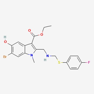 molecular formula C20H20BrFN2O3S B1410208 ethyl 6-bromo-2-(((((4-fluorophenyl)thio)methyl)amino)methyl)-5-hydroxy-1-methyl-1H-indole-3-carboxylate CAS No. 1704066-65-8