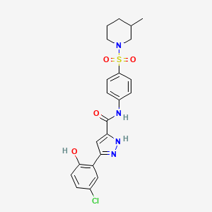 5-(5-chloro-2-hydroxyphenyl)-N-{4-[(3-methylpiperidin-1-yl)sulfonyl]phenyl}-1H-pyrazole-3-carboxamide