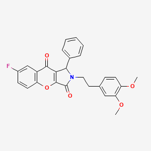 molecular formula C27H22FNO5 B14102116 2-[2-(3,4-Dimethoxyphenyl)ethyl]-7-fluoro-1-phenyl-1,2-dihydrochromeno[2,3-c]pyrrole-3,9-dione 