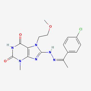 8-{(2Z)-2-[1-(4-chlorophenyl)ethylidene]hydrazinyl}-7-(2-methoxyethyl)-3-methyl-3,7-dihydro-1H-purine-2,6-dione