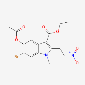 molecular formula C16H17BrN2O6 B1410214 5-乙酰氧基-6-溴-1-甲基-2-(2-硝基乙基)-1H-吲哚-3-羧酸乙酯 CAS No. 1704065-90-6