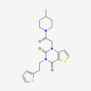 molecular formula C20H23N3O3S2 B14102150 1-(2-(4-methylpiperidin-1-yl)-2-oxoethyl)-3-(2-(thiophen-2-yl)ethyl)thieno[3,2-d]pyrimidine-2,4(1H,3H)-dione 