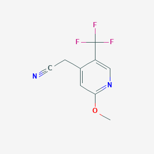 molecular formula C9H7F3N2O B1410221 2-Methoxy-5-(trifluoromethyl)pyridine-4-acetonitrile CAS No. 1227594-88-8