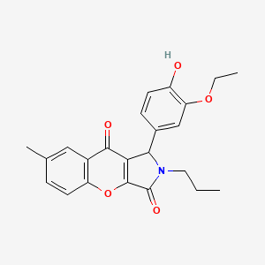 molecular formula C23H23NO5 B14102235 1-(3-Ethoxy-4-hydroxyphenyl)-7-methyl-2-propyl-1,2-dihydrochromeno[2,3-c]pyrrole-3,9-dione 