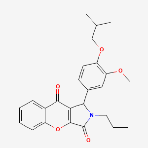 molecular formula C25H27NO5 B14102247 1-[3-Methoxy-4-(2-methylpropoxy)phenyl]-2-propyl-1,2-dihydrochromeno[2,3-c]pyrrole-3,9-dione 