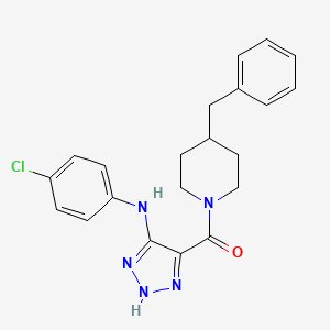 molecular formula C21H22ClN5O B14102266 (4-benzylpiperidin-1-yl)(5-((4-chlorophenyl)amino)-1H-1,2,3-triazol-4-yl)methanone 