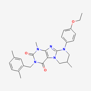 molecular formula C27H31N5O3 B14102309 3-[(2,5-dimethylphenyl)methyl]-9-(4-ethoxyphenyl)-1,7-dimethyl-7,8-dihydro-6H-purino[7,8-a]pyrimidine-2,4-dione 