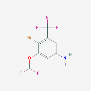 molecular formula C8H5BrF5NO B1410232 4-Bromo-3-(difluoromethoxy)-5-(trifluoromethyl)aniline CAS No. 1805104-28-2