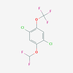 molecular formula C8H3Cl2F5O2 B1410235 1,4-Dichloro-2-difluoromethoxy-5-(trifluoromethoxy)benzene CAS No. 1807038-64-7