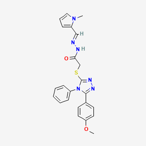 molecular formula C23H22N6O2S B14102366 2-{[5-(4-methoxyphenyl)-4-phenyl-4H-1,2,4-triazol-3-yl]sulfanyl}-N'-[(E)-(1-methyl-1H-pyrrol-2-yl)methylidene]acetohydrazide 