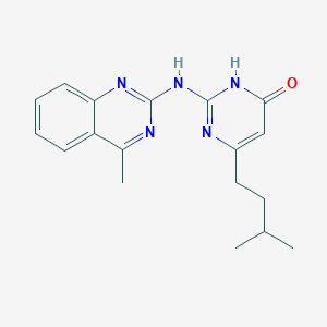 molecular formula C18H21N5O B14102406 6-(3-Methylbutyl)-2-[(4-methylquinazolin-2-yl)amino]pyrimidin-4-ol 