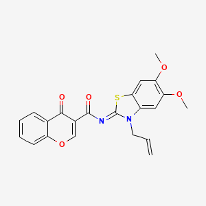 molecular formula C22H18N2O5S B14102413 (Z)-N-(3-allyl-5,6-dimethoxybenzo[d]thiazol-2(3H)-ylidene)-4-oxo-4H-chromene-3-carboxamide 