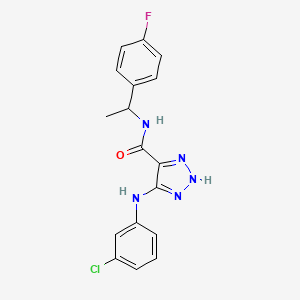 molecular formula C17H15ClFN5O B14102448 5-((3-chlorophenyl)amino)-N-(1-(4-fluorophenyl)ethyl)-1H-1,2,3-triazole-4-carboxamide 