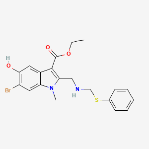 molecular formula C20H21BrN2O3S B1410245 6-溴-5-羟基-1-甲基-2-((((苯硫基)甲基)氨基)甲基)-1H-吲哚-3-羧酸乙酯 CAS No. 1704066-66-9