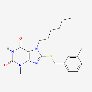 7-Hexyl-3-methyl-8-[(3-methylphenyl)methylsulfanyl]purine-2,6-dione