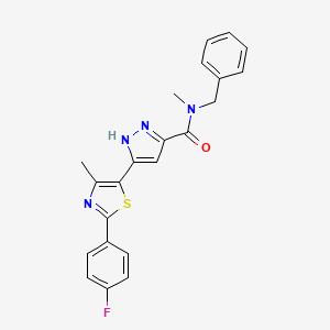 molecular formula C22H19FN4OS B14102531 N-benzyl-3-(2-(4-fluorophenyl)-4-methylthiazol-5-yl)-N-methyl-1H-pyrazole-5-carboxamide 