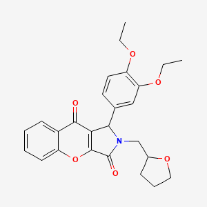 molecular formula C26H27NO6 B14102547 1-(3,4-Diethoxyphenyl)-2-(tetrahydrofuran-2-ylmethyl)-1,2-dihydrochromeno[2,3-c]pyrrole-3,9-dione 