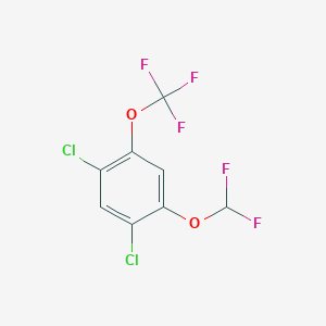 molecular formula C8H3Cl2F5O2 B1410255 1,5-Dichloro-2-difluoromethoxy-4-(trifluoromethoxy)benzene CAS No. 1804513-07-2
