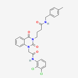 molecular formula C28H26Cl2N4O4 B14102553 4-(1-{[(2,3-dichlorophenyl)carbamoyl]methyl}-2,4-dioxo-1,2,3,4-tetrahydroquinazolin-3-yl)-N-[(4-methylphenyl)methyl]butanamide 