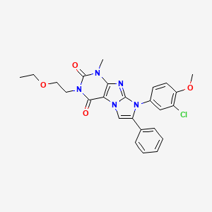 molecular formula C25H24ClN5O4 B14102586 8-(3-Chloro-4-methoxyphenyl)-3-(2-ethoxyethyl)-1-methyl-7-phenyl-1,3,5-trihydr o-4-imidazolino[1,2-h]purine-2,4-dione 