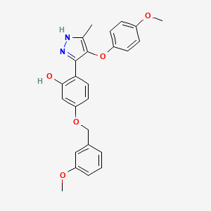 molecular formula C25H24N2O5 B14102627 5-[(3-methoxybenzyl)oxy]-2-[4-(4-methoxyphenoxy)-3-methyl-1H-pyrazol-5-yl]phenol 