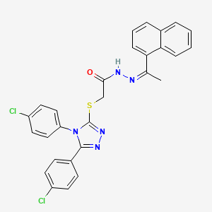 2-{[4,5-bis(4-chlorophenyl)-4H-1,2,4-triazol-3-yl]sulfanyl}-N'-[(1Z)-1-(naphthalen-1-yl)ethylidene]acetohydrazide