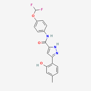 N-[4-(difluoromethoxy)phenyl]-5-(2-hydroxy-4-methylphenyl)-1H-pyrazole-3-carboxamide