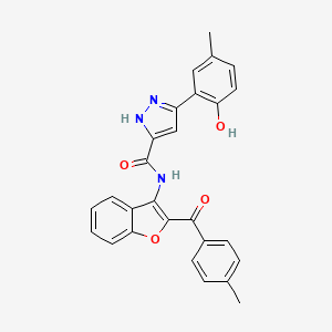 molecular formula C27H21N3O4 B14102693 5-(2-Hydroxy-5-methyl-phenyl)-2H-pyrazole-3-carboxylic acid [2-(4-methyl-benzoyl)-benzofuran-3-yl]-amide 