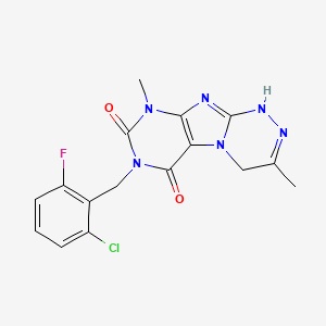 molecular formula C16H14ClFN6O2 B14102703 7-(2-chloro-6-fluorobenzyl)-3,9-dimethyl-1,4-dihydro[1,2,4]triazino[3,4-f]purine-6,8(7H,9H)-dione 