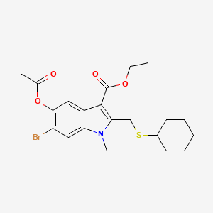 molecular formula C21H26BrNO4S B1410272 ethyl 5-acetoxy-6-bromo-2-((cyclohexylthio)methyl)-1-methyl-1H-indole-3-carboxylate CAS No. 1704066-52-3