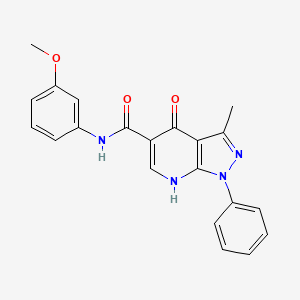 molecular formula C21H18N4O3 B14102767 N-(3-methoxyphenyl)-3-methyl-4-oxo-1-phenyl-4,7-dihydro-1H-pyrazolo[3,4-b]pyridine-5-carboxamide 