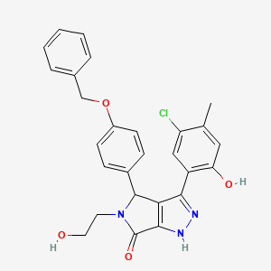 molecular formula C27H24ClN3O4 B14102786 4-[4-(benzyloxy)phenyl]-3-(5-chloro-2-hydroxy-4-methylphenyl)-5-(2-hydroxyethyl)-4,5-dihydropyrrolo[3,4-c]pyrazol-6(2H)-one 