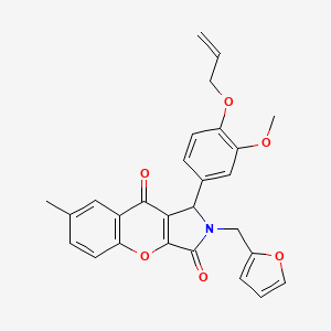 molecular formula C27H23NO6 B14102842 2-(Furan-2-ylmethyl)-1-[3-methoxy-4-(prop-2-en-1-yloxy)phenyl]-7-methyl-1,2-dihydrochromeno[2,3-c]pyrrole-3,9-dione 