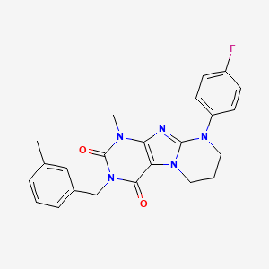 molecular formula C23H22FN5O2 B14102866 9-(4-fluorophenyl)-1-methyl-3-[(3-methylphenyl)methyl]-7,8-dihydro-6H-purino[7,8-a]pyrimidine-2,4-dione 