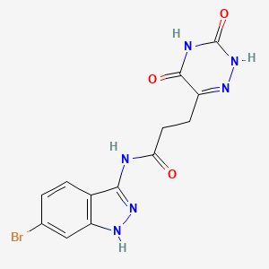 molecular formula C13H11BrN6O3 B14102873 N-(6-bromo-1H-indazol-3-yl)-3-(3-hydroxy-5-oxo-4,5-dihydro-1,2,4-triazin-6-yl)propanamide 