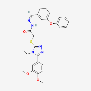 2-{[5-(3,4-dimethoxyphenyl)-4-ethyl-4H-1,2,4-triazol-3-yl]sulfanyl}-N'-[(Z)-(3-phenoxyphenyl)methylidene]acetohydrazide