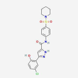 5-(5-chloro-2-hydroxyphenyl)-N-[4-(piperidin-1-ylsulfonyl)phenyl]-1H-pyrazole-3-carboxamide