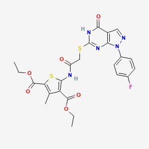 molecular formula C24H22FN5O6S2 B14102926 diethyl 5-(2-((1-(4-fluorophenyl)-4-oxo-4,5-dihydro-1H-pyrazolo[3,4-d]pyrimidin-6-yl)thio)acetamido)-3-methylthiophene-2,4-dicarboxylate 