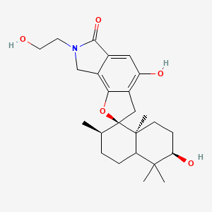 molecular formula C25H35NO5 B14102937 (3R,7R,8R,8aS)-3,4'-dihydroxy-7'-(2-hydroxyethyl)-4,4,7,8a-tetramethylspiro[2,3,4a,5,6,7-hexahydro-1H-naphthalene-8,2'-3,8-dihydrofuro[2,3-e]isoindole]-6'-one 